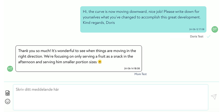 Messaging view in the Evira web careportal